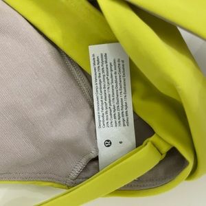 Lululemon Still Now Bra Size 6, Serpentine Yellow adjustable straps